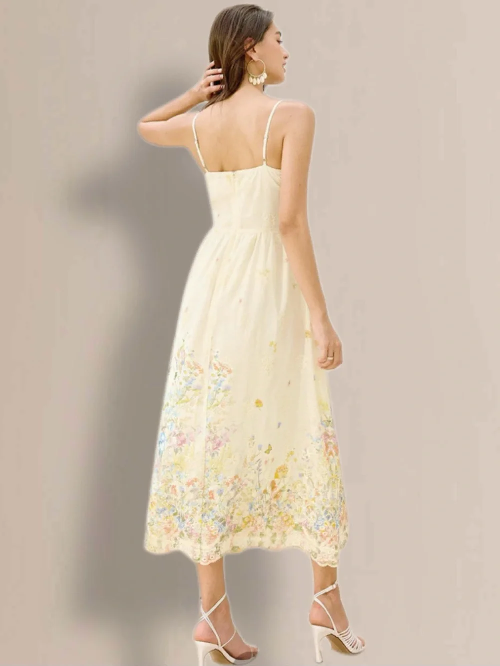 Commense Cream Floral Midi Dress - Picture 4 of 11